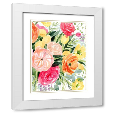 Blossomy Gathering II White Modern Wood Framed Art Print with Double Matting by Popp, Grace