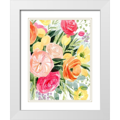 Blossomy Gathering II White Modern Wood Framed Art Print with Double Matting by Popp, Grace