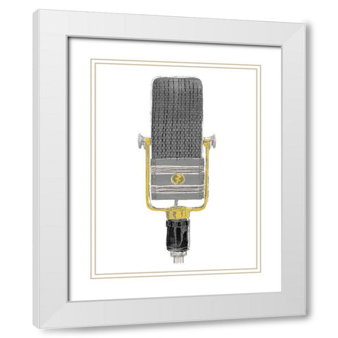 Mic Check I White Modern Wood Framed Art Print with Double Matting by Vess, June Erica