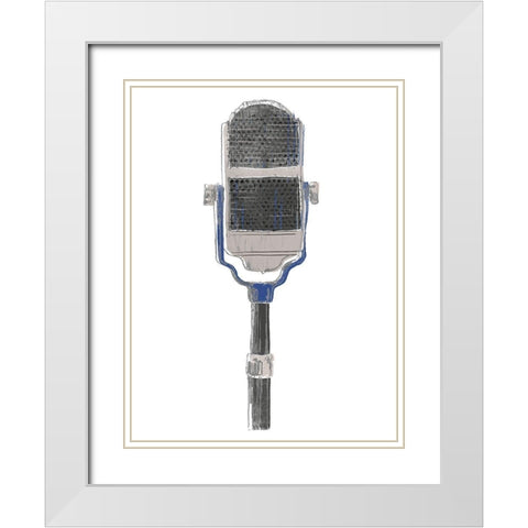 Mic Check II White Modern Wood Framed Art Print with Double Matting by Vess, June Erica