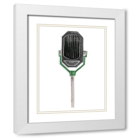 Mic Check III White Modern Wood Framed Art Print with Double Matting by Vess, June Erica