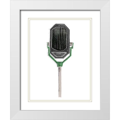 Mic Check III White Modern Wood Framed Art Print with Double Matting by Vess, June Erica