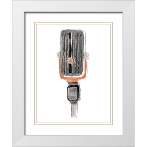 Mic Check IV White Modern Wood Framed Art Print with Double Matting by Vess, June Erica