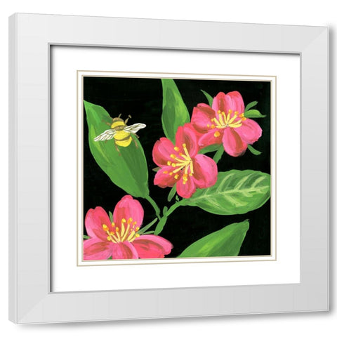 Spring Bees I White Modern Wood Framed Art Print with Double Matting by Wang, Melissa