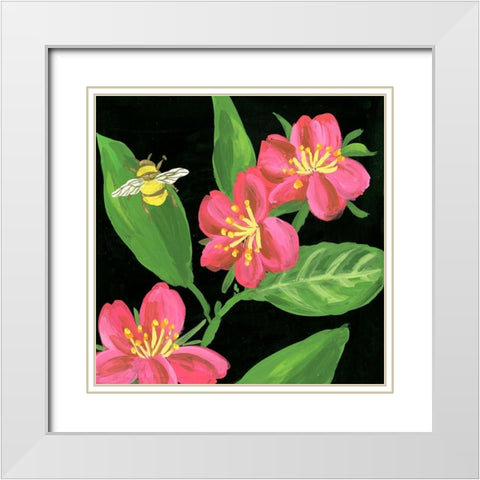 Spring Bees I White Modern Wood Framed Art Print with Double Matting by Wang, Melissa
