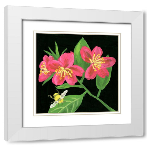 Spring Bees II White Modern Wood Framed Art Print with Double Matting by Wang, Melissa