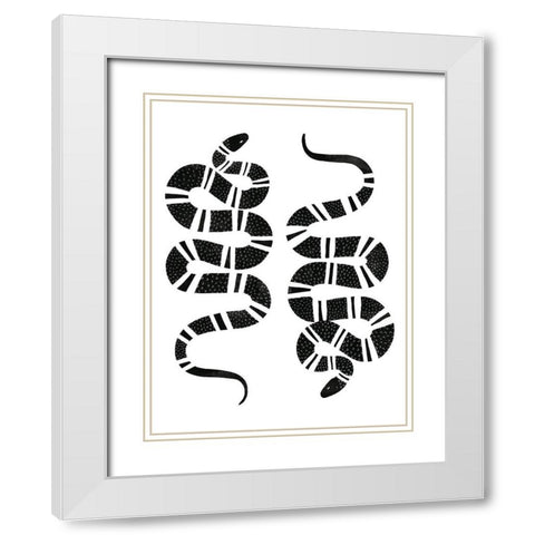 Epidaurus Snake I White Modern Wood Framed Art Print with Double Matting by Scarvey, Emma