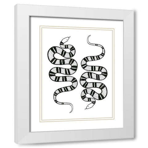 Epidaurus Snake II White Modern Wood Framed Art Print with Double Matting by Scarvey, Emma