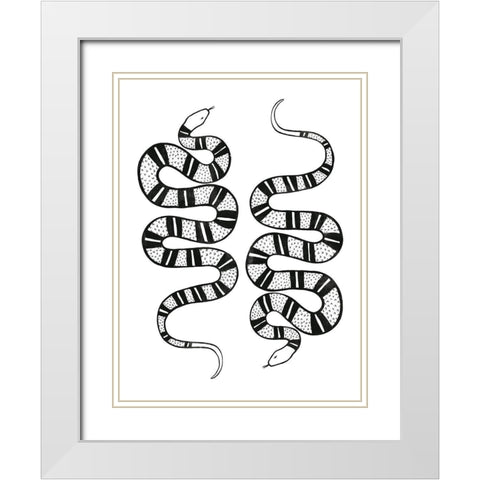 Epidaurus Snake II White Modern Wood Framed Art Print with Double Matting by Scarvey, Emma