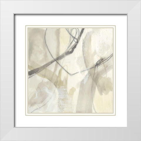 Flowing Neutrals I White Modern Wood Framed Art Print with Double Matting by Goldberger, Jennifer