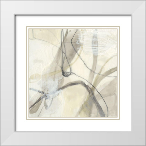 Flowing Neutrals II White Modern Wood Framed Art Print with Double Matting by Goldberger, Jennifer