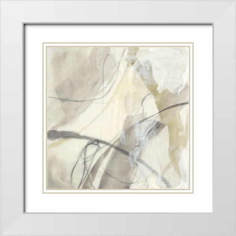 Flowing Neutrals III White Modern Wood Framed Art Print with Double Matting by Goldberger, Jennifer
