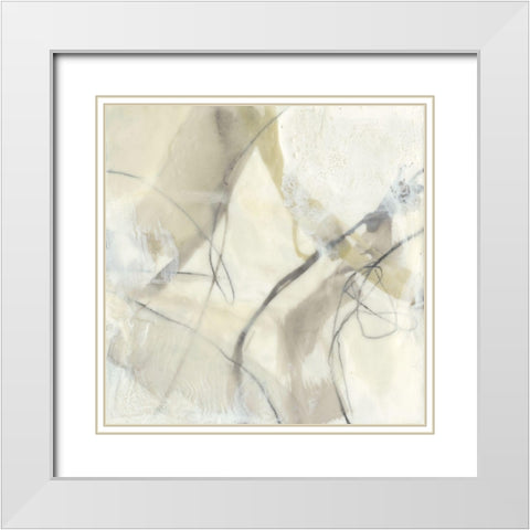 Flowing Neutrals IV White Modern Wood Framed Art Print with Double Matting by Goldberger, Jennifer