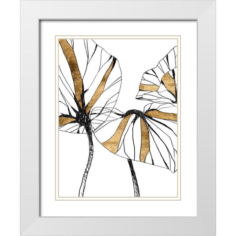 Linear Tropics with Gold I White Modern Wood Framed Art Print with Double Matting by Vess, June Erica