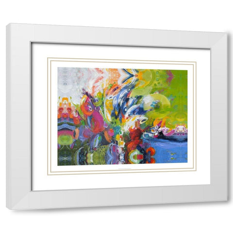Garden party Abstract I White Modern Wood Framed Art Print with Double Matting by Bothne, Janet