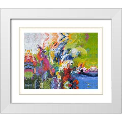 Garden party Abstract I White Modern Wood Framed Art Print with Double Matting by Bothne, Janet