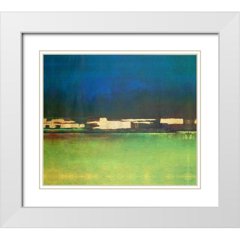 Embellished City Afar I White Modern Wood Framed Art Print with Double Matting by Gordon, Sharon