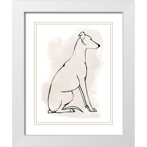 Greyhound Sketch I White Modern Wood Framed Art Print with Double Matting by Popp, Grace