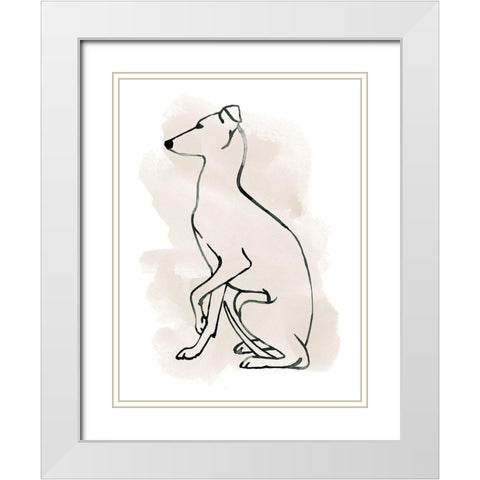 Greyhound Sketch II White Modern Wood Framed Art Print with Double Matting by Popp, Grace