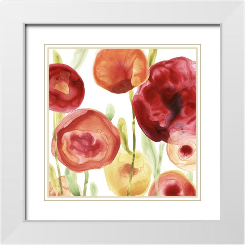 Poppy Patch IV White Modern Wood Framed Art Print with Double Matting by Vess, June Erica