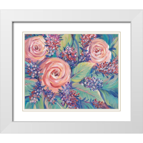 Shades of Pink I White Modern Wood Framed Art Print with Double Matting by OToole, Tim