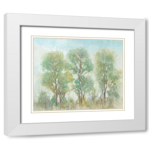 Muted Trees I White Modern Wood Framed Art Print with Double Matting by OToole, Tim