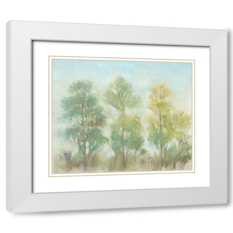 Muted Trees II White Modern Wood Framed Art Print with Double Matting by OToole, Tim