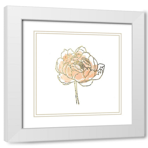 Foil Peony Contour II White Modern Wood Framed Art Print with Double Matting by Scarvey, Emma