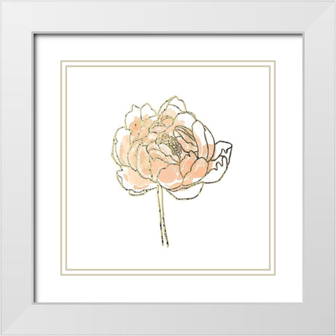 Foil Peony Contour II White Modern Wood Framed Art Print with Double Matting by Scarvey, Emma