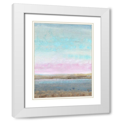 Pink Horizon I White Modern Wood Framed Art Print with Double Matting by OToole, Tim