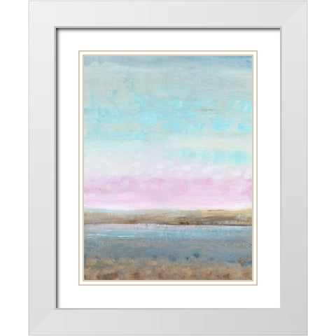 Pink Horizon I White Modern Wood Framed Art Print with Double Matting by OToole, Tim