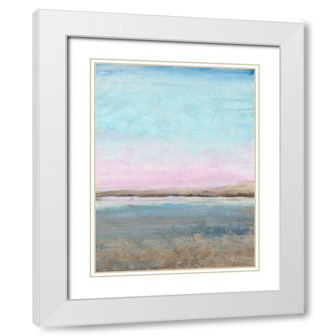 Pink Horizon II White Modern Wood Framed Art Print with Double Matting by OToole, Tim