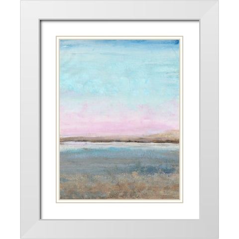 Pink Horizon II White Modern Wood Framed Art Print with Double Matting by OToole, Tim