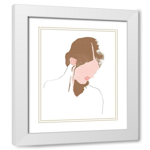 Modern Contour Portrait III White Modern Wood Framed Art Print with Double Matting by Vess, June Erica