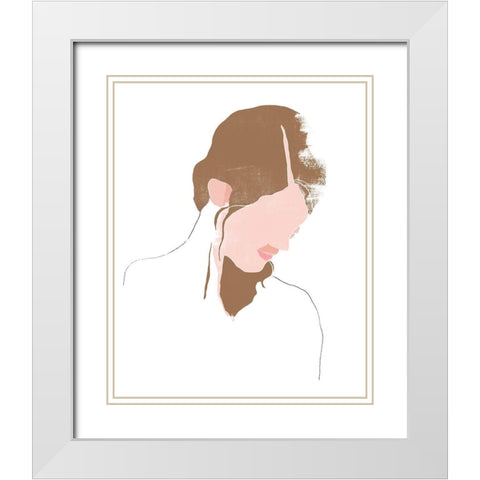 Modern Contour Portrait III White Modern Wood Framed Art Print with Double Matting by Vess, June Erica