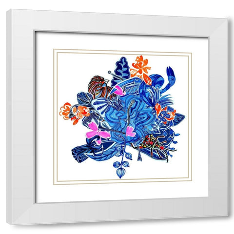 Menagerie II White Modern Wood Framed Art Print with Double Matting by Blanckslate