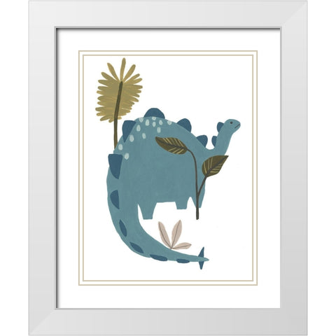 Mighty Dino I White Modern Wood Framed Art Print with Double Matting by Vess, June Erica