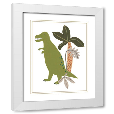 Mighty Dino II White Modern Wood Framed Art Print with Double Matting by Vess, June Erica