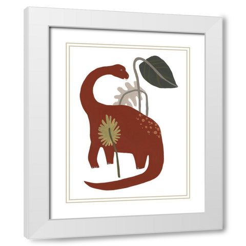 Mighty Dino IV White Modern Wood Framed Art Print with Double Matting by Vess, June Erica