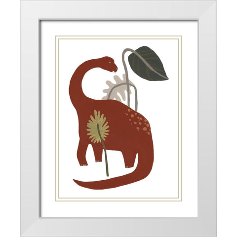 Mighty Dino IV White Modern Wood Framed Art Print with Double Matting by Vess, June Erica