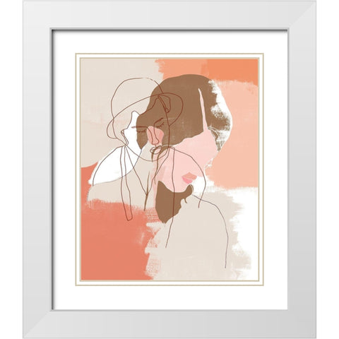 Painted Contour Portraits I White Modern Wood Framed Art Print with Double Matting by Vess, June Erica