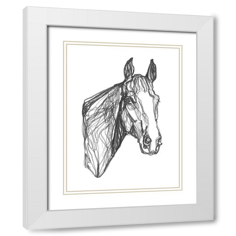 Equine Contour I White Modern Wood Framed Art Print with Double Matting by Scarvey, Emma