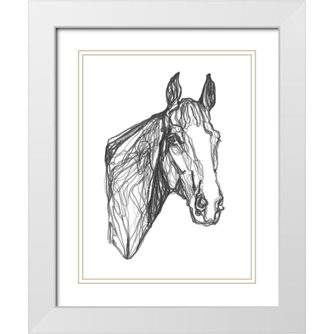 Equine Contour I White Modern Wood Framed Art Print with Double Matting by Scarvey, Emma