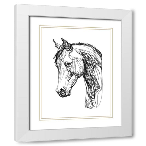 Equine Contour II White Modern Wood Framed Art Print with Double Matting by Scarvey, Emma