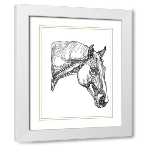 Equine Contour III White Modern Wood Framed Art Print with Double Matting by Scarvey, Emma