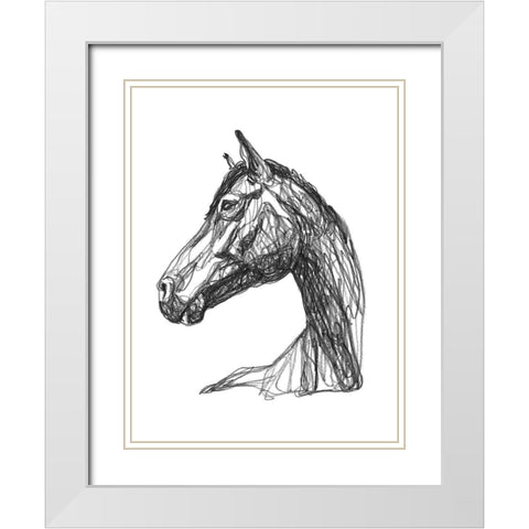 Equine Contour IV White Modern Wood Framed Art Print with Double Matting by Scarvey, Emma