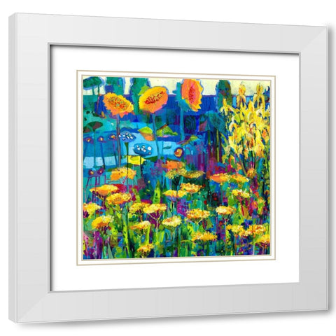 Yellow Garden I White Modern Wood Framed Art Print with Double Matting by Grim, Tara Funk