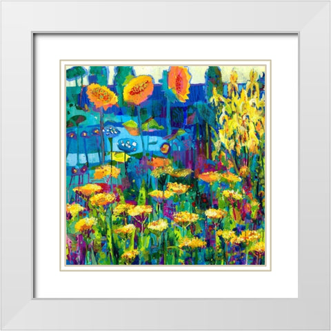Yellow Garden I White Modern Wood Framed Art Print with Double Matting by Grim, Tara Funk