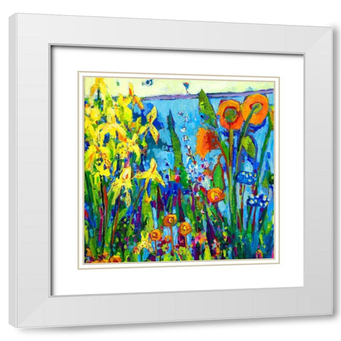 Yellow Garden II White Modern Wood Framed Art Print with Double Matting by Grim, Tara Funk