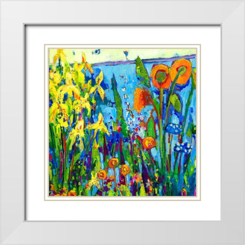 Yellow Garden II White Modern Wood Framed Art Print with Double Matting by Grim, Tara Funk